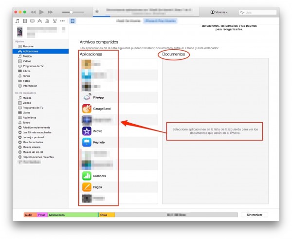 iDevice apps section / Sección de apps de un iDevice