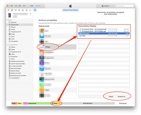 iDevice apps section / Sección de apps de un iDevice