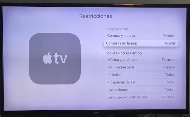Restricciones Apple TV 3