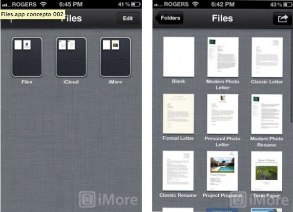 propuesta de Rene Richie para Files.app iOS 6