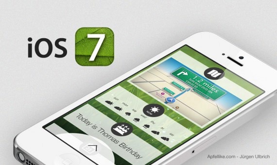 concepto IOS 7 junto al iPhone 5S