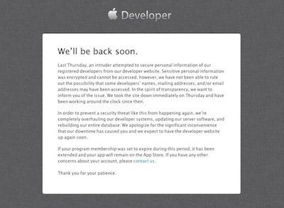 Web de desarrolladores de Apple