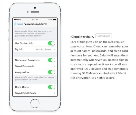 iCloud Keychain desaparece iOS 7 GM