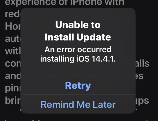 Cómo corregir el error de actualización para iOS y iPadOS